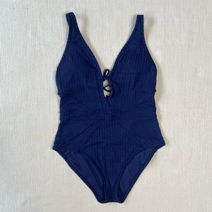 Becca One Piece Plunge Navy, Large